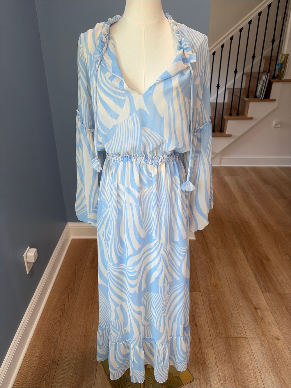 MISA Los Angeles x REVOLVE Talitha Dress Casablanca Blue Shell XS